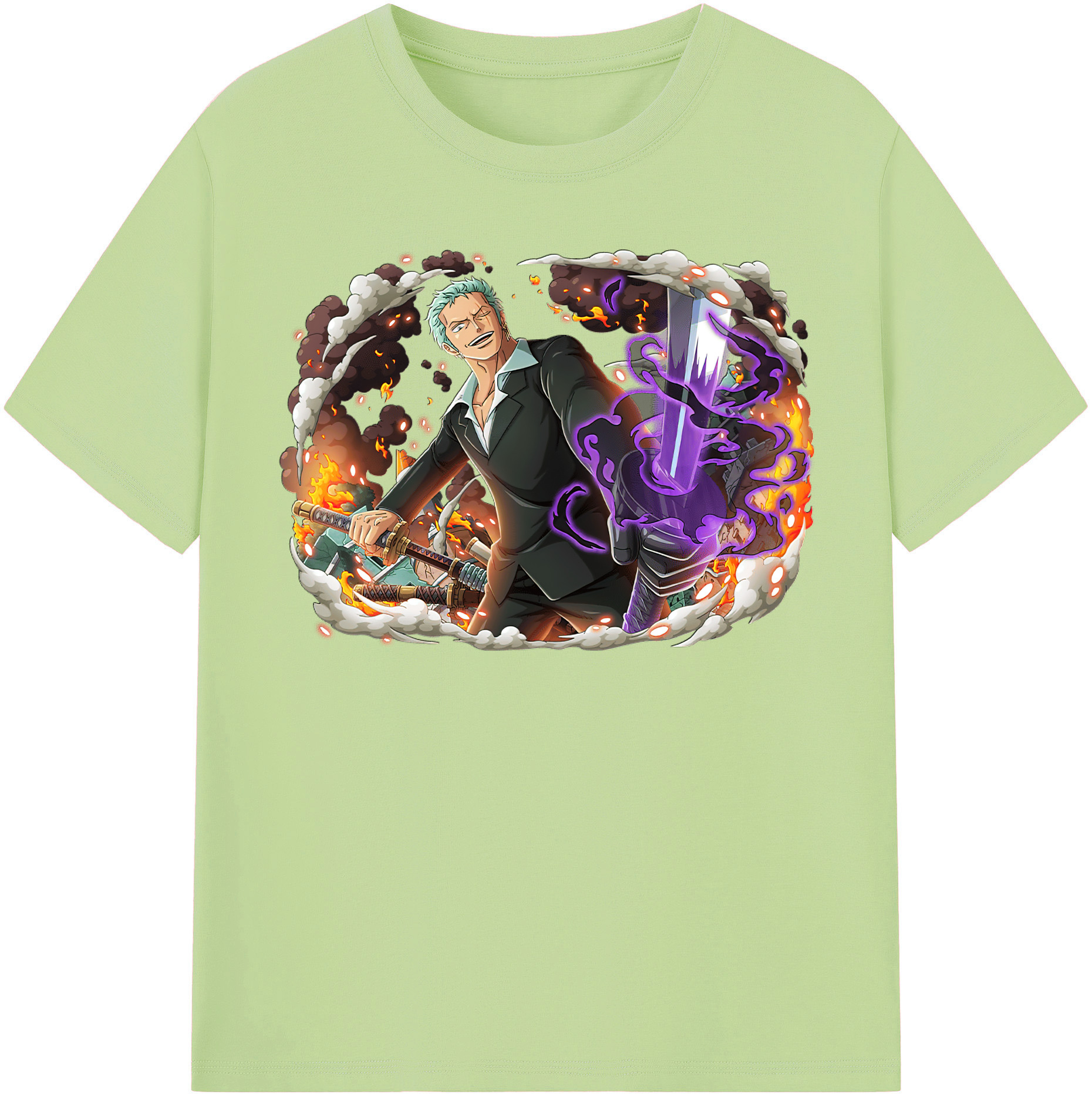 ワンピース ロロノア・ゾロ ONE PIECE Roronoa Zoro 綿100％半袖Tシャツ（フロントプリント）